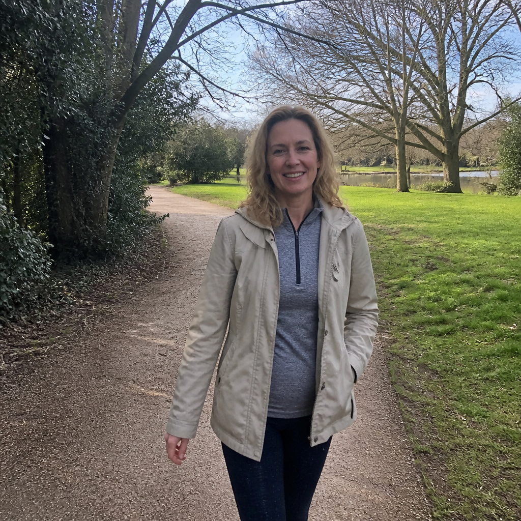 Healthy woman walking outdoors